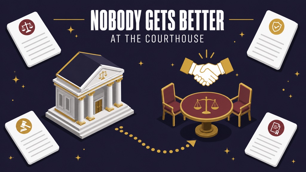 Nobody gets better at the courthouse.
